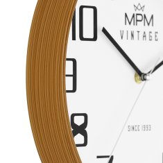 MPM QUALITY Designové plastové hodiny MPM Vintage II Since 1993, světle hnědá