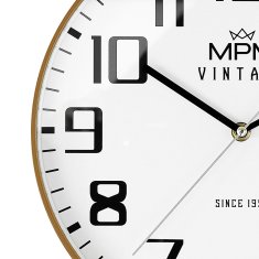 MPM QUALITY Designové plastové hodiny MPM Vintage II Since 1993, světle hnědá