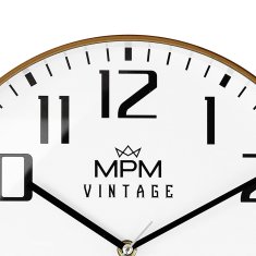 MPM QUALITY Designové plastové hodiny MPM Vintage II Since 1993, světle hnědá