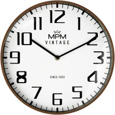 MPM QUALITY Designové plastové hodiny MPM Vintage I Since 1993, tmavě hnědá