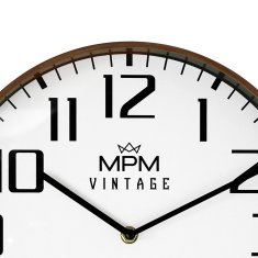 MPM QUALITY Designové plastové hodiny MPM Vintage I Since 1993, tmavě hnědá