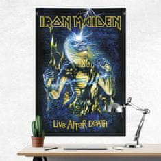 CurePink Textilní banner - vlajka na zeď Iron Maiden: Live After Death (70 x 100 cm)