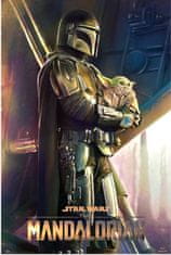 CurePink Plakát Star Wars|Hvězdné války: The Mandalorian Clan Of Two (61 x 91,5 cm)