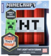 CurePink Svítící a zvuková dekorativní lampička Minecraft: TNT (9 x 11 x 9 cm)