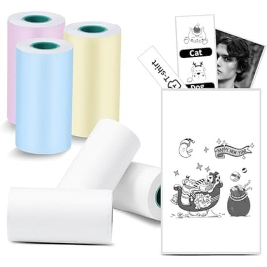 Mormark 6 x Role barevného a bílého Termopapíru pro Mini tiskárnu MINIPRINT (5,7 x 3 cm) | MULTIROLLS