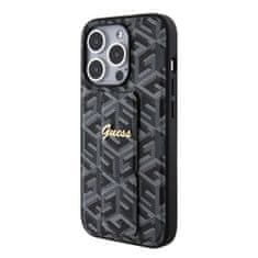 Guess  PU Grip Stand G Cube Zadní Kryt pro iPhone 15 Pro Max Black