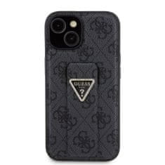 Guess  PU Grip Stand 4G Strass Triangle Metal Logo Zadní Kryt pro iPhone 15 Black