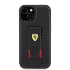 Ferrari  Carbon Grip Stand Zadní Kryt pro iPhone 15 Black