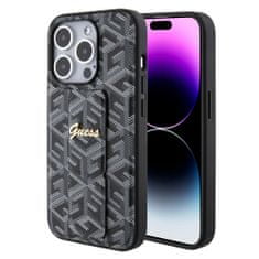 Guess  PU Grip Stand G Cube Zadní Kryt pro iPhone 15 Pro Black