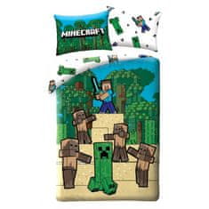 Halantex Oboustranné bavlněné povlečení MINECRAFT Creeper a Steve, 140/200+70/90, MNC-325BL