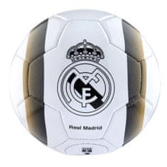 FotbalFans Fotbalový míč Real Madrid FC, bílý, pruhy, vel. 5