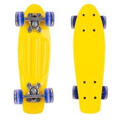 Worker Mini penny board Pico 17" se svítícími kolečky (Barva: žlutá deska, tmavě modrá kolečka)