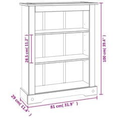 Vidaxl 4patrová knihovna mexická borovice Corona 81 × 29 × 150 cm