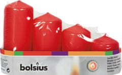 Bolsius Svíčky Bolsius Pillar Advent, vánoční, červené, 48 mm 60/80/100/120 mm, balení. 4 ks
