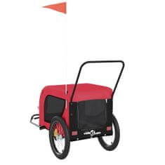 Vidaxl Vozík za kolo pro psa červený a černý oxfordská tkanina/železo