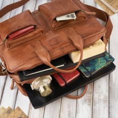 PAOLO PERUZZI Kožená taška na notebook Premium Shoulder Bag