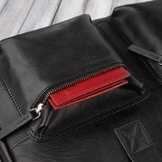PAOLO PERUZZI Pánská kožená taška přes rameno na notebook pro práci Black
