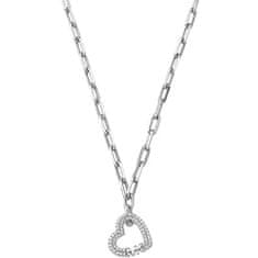 Michael Kors Romantický stříbrný náhrdelník se zirkony Pavé Heart MKC1647CZ040