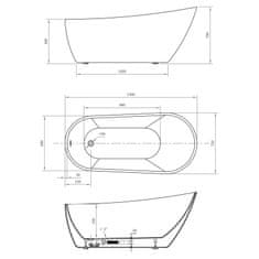 AQUALINE TISA volně stojící vana, 150x75cm, bílá E1575 - Aqualine