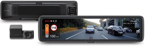 autokamera mio MiVue R850T 2.5K HDR E-mirror 2.5k i full hd rozlišení videa  gsenzor široký zorný úhel snadná instalace diskrétní nerušivý vzhled automatické zapnutí zadní kamera parkovací režim