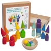 Ulanik Montessori dřevěná hračka „ Rainbow: Peg Dolls in Cups with Hats and Balls‟ 2 verze 