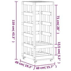 Greatstore Stojan na dřevo na kolečkách bílý 40x49x110 cm masivní borovice