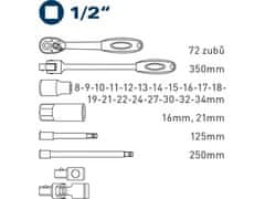 Fortum Hlavice nástrčné (4700014) hlavice nástrčné, sada 27ks, 1/2&quot;, 61CrV5