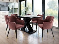 Veneti Čalouněná jídelní židle HAUMON - černá / zlatá / růžová