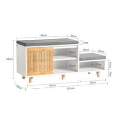 SoBuy SoBuy FSR125-WN Lavice na boty s podsedákem Botník Taburet 101x46x35 cm