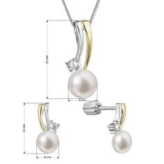 Evolution Group Perlová souprava šperků se zirkony a říční perlou 29071.1B (náušnice, řetízek, přívěsek)