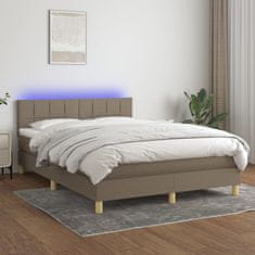 Greatstore Box spring postel s matrací a LED taupe 140x190 cm textil