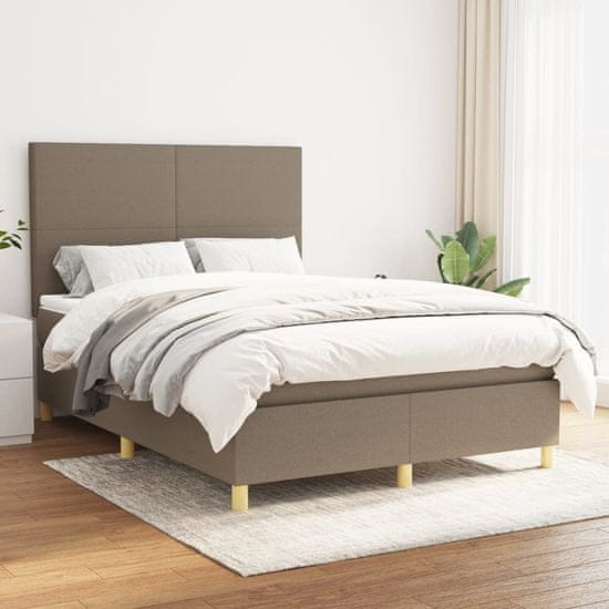 Greatstore Box spring postel s matrací taupe 140x190 cm textil