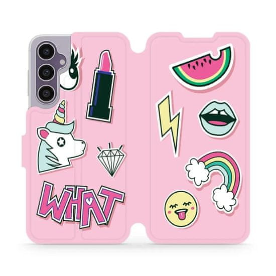 Mobiwear Flip pouzdro na mobil Samsung Galaxy S23 FE - M129S Růžové WHAT