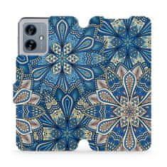 Mobiwear Flip pouzdro na mobil Motorola Moto G54 5G / Moto G54 5G Power Edition - V108P Modré mandala květy