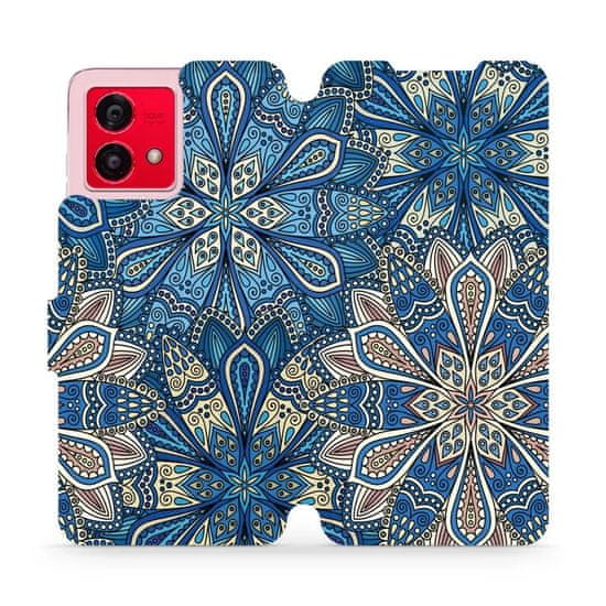 Mobiwear Flip pouzdro na mobil Motorola Moto G84 5G - V108P Modré mandala květy