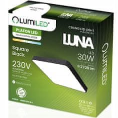 LUMILED Stropní svítidlo LED plafon LUNA 30W 4000K čtvercové černé 30cm