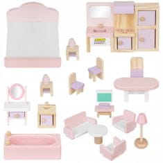 Northix Large furniture set for dollhouse - wood - 22 parts 