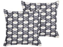 Beliani Sada 2 venkovních polštářů s geometrickým vzorem 45 x 45 cm šedé VALSORDA