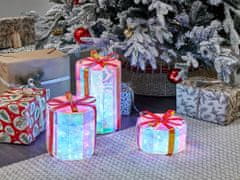 Beliani Sada 3 zahradních LED dekorací ve tvaru vánočního dárku 30 cm vícebarevné GRIMSLEY
