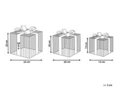 Beliani Sada 3 zahradních LED dekorací ve tvaru vánočního dárku 25 cm stříbrné ARNES