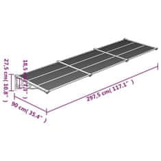 Vidaxl Vchodová stříška černá a průhledná 297,5 x 90 cm polykarbonát