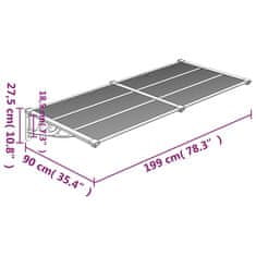 Vidaxl Vchodová stříška černá a průhledná 199 x 90 cm polykarbonát