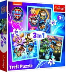 Trefl Puzzle 3v1 Mocná štěňata Tlapková patrola/Paw Patrol 20x19,5cm v krabici 28x28x6cm