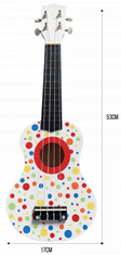 HOPE TOYS Dětské dřevěné ukulele s barevnými puntíky