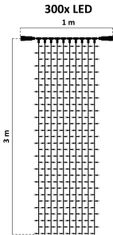 DecoLED DecoLED Interiérová LED světelná záclona - 1x3 m, teple bílá, 300 diod