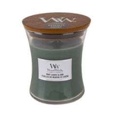 Woodwick malá svíčka Mint Leaves & Oak 85 g