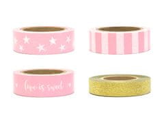 PartyDeco Washi pásky Pink&Gold 10m 4ks