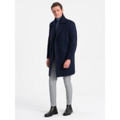 OMBRE Pánský dvouřadový kabát s podšívkou V3 OM-COWC-0107 tmavě modrý MDN124011 L