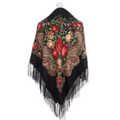 Aleszale Velký dámský šátek v lidovém stylu - černá