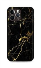 TopQ Kryt LUXURY iPhone 14 Pro pevný Marble černo-zlatý 111288